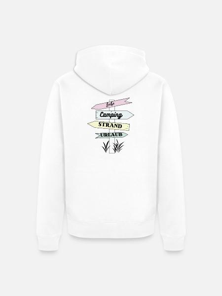 Camping Strand Urlaub Liebe - Unisex Premium Bio Zip Hoodie - Weiß