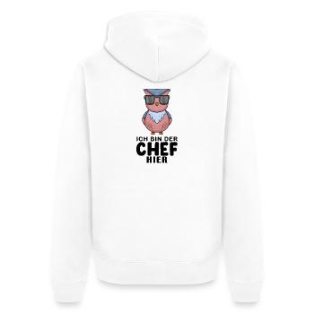 Eule - Unisex Premium Bio Zip Hoodie - Weiß - Hinten - Thijin (182cm)
