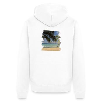 Beach - Unisex Premium Organic Zip Hoodie - white - Back - Thijin (182cm)