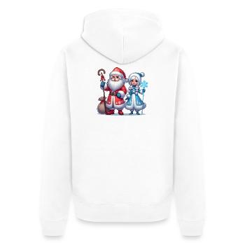 Ded Moroz Snegurotschka russischer Weihnachtsmann - Unisex Premium Bio Zip Hoodie - Weiß - Hinten - Thijin (182cm)