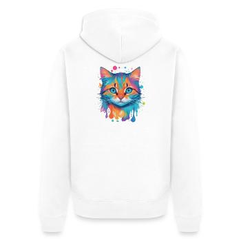 Niedliche Katze - Unisex Premium Bio Zip Hoodie - Weiß - Hinten - Thijin (182cm)