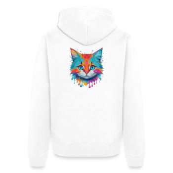 Niedliche Katze - Unisex Premium Bio Zip Hoodie - Weiß - Hinten - Thijin (182cm)