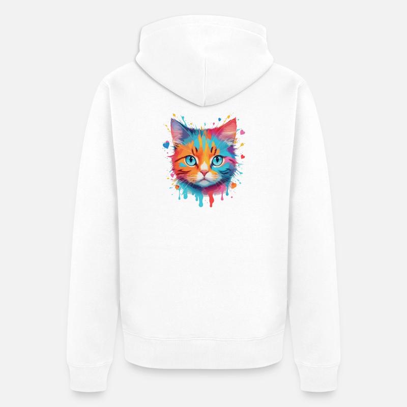 Chat mignon - Veste à capuche bio Premium Unisexe - blanc