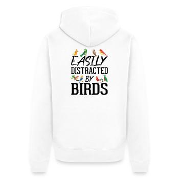 Leicht von Vögeln abgelenkt - Unisex Premium Bio Zip Hoodie - Weiß - Hinten - Thijin (182cm)