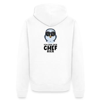 Pinguin - Unisex Premium Bio Zip Hoodie - Weiß - Hinten - Thijin (182cm)