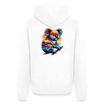 Koala - Unisex Premium Bio Zip Hoodie - Weiß - Hinten - Thijin (182cm)