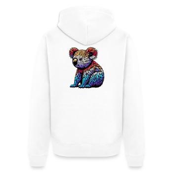 Koala - Unisex Premium Bio Zip Hoodie - Weiß - Hinten - Thijin (182cm)