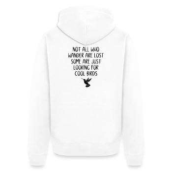 Nicht alle, die wandern, sind verloren - Vögel - Unisex Premium Bio Zip Hoodie - Weiß - Hinten - Thijin (182cm)