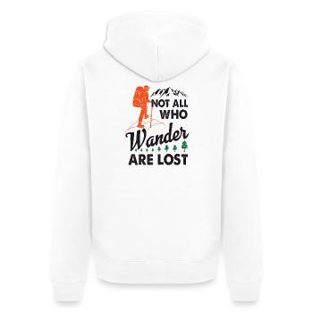 Not All Who Wander Are Lost - Hiking T-shirt - Unisex Premium Organic Zip Hoodie - white - Back - Thijin (182cm)