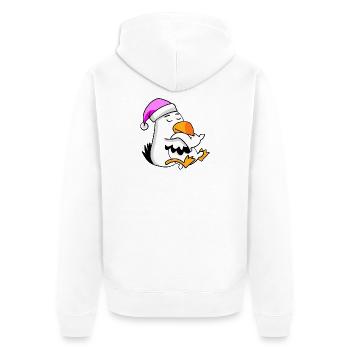 Möwe Müde Ausschlafen Schlafen Mädchen - Unisex Premium Bio Zip Hoodie - Weiß - Hinten - Thijin (182cm)
