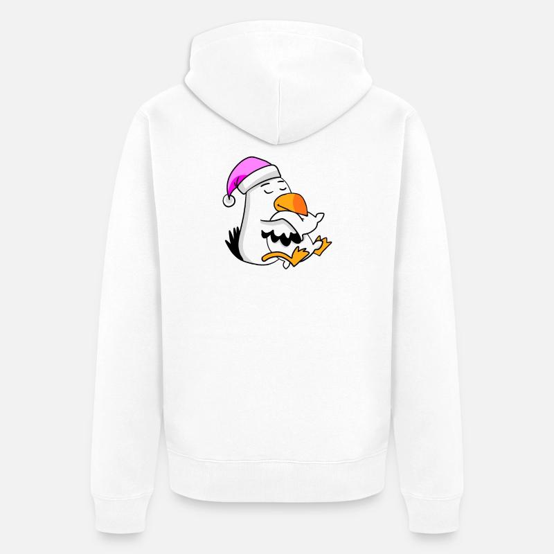Möwe Müde Ausschlafen Schlafen Mädchen - Unisex Premium Bio Zip Hoodie - Weiß