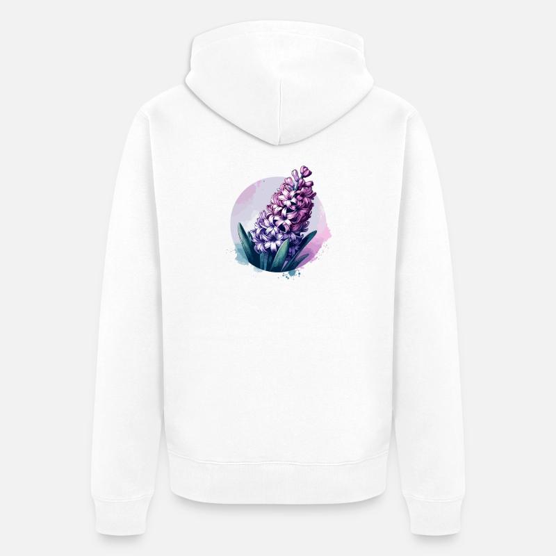 Jacinthe dessinée - Veste à capuche bio Premium Unisexe - blanc