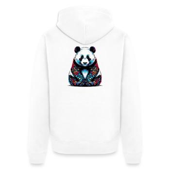 Panda - Unisex Premium Bio Zip Hoodie - Weiß - Hinten - Thijin (182cm)