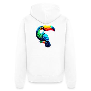 Tukan - Unisex Premium Bio Zip Hoodie - Weiß - Hinten - Thijin (182cm)