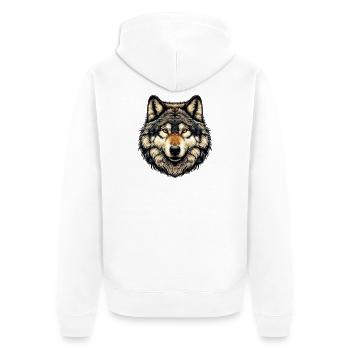 Wolf - Unisex Premium Organic Zip Hoodie - white - Back - Thijin (182cm)