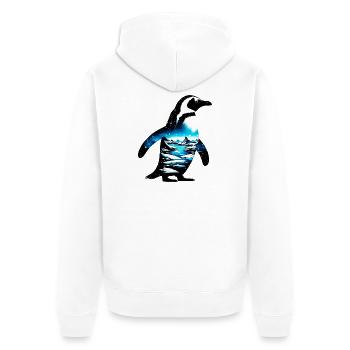 Verzierter Pinguin mit arktischer Landschaft gemalt - Unisex Premium Bio Zip Hoodie - Weiß - Hinten - Thijin (182cm)