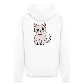 chaton gris - Veste à capuche bio Premium Unisexe - blanc - Dos - Thijin (182cm)