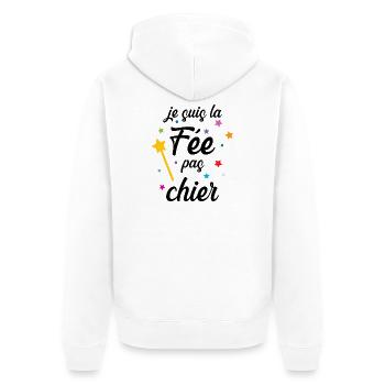 Je suis la Fée pas chier ! - Veste à capuche bio Premium Unisexe - blanc - Dos - Thijin (182cm)