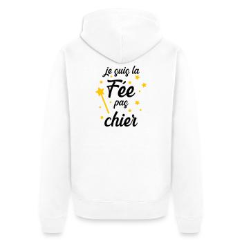 Je suis la Fée pas chier ! - Veste à capuche bio Premium Unisexe - blanc - Dos - Thijin (182cm)