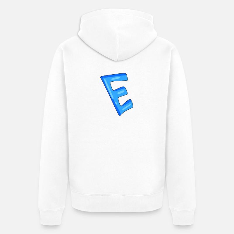 Letter E Initial point - Unisex Premium Organic Zip Hoodie - white