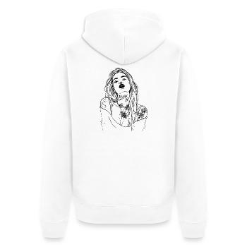 Tattoo Mädchen Linie Kunst - Unisex Premium Bio Zip Hoodie - Weiß - Hinten - Thijin (182cm)