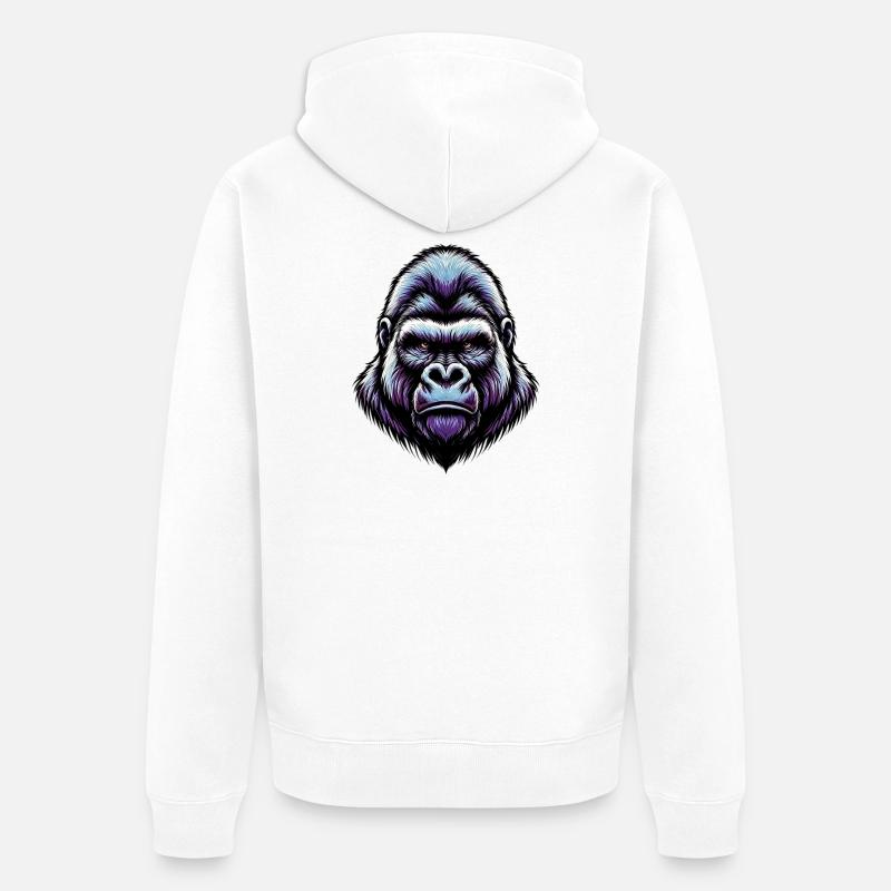 Gorille - Veste à capuche bio Premium Unisexe - blanc