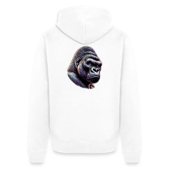 Gorilla - Unisex Premium Bio Zip Hoodie - Weiß - Hinten - Thijin (182cm)