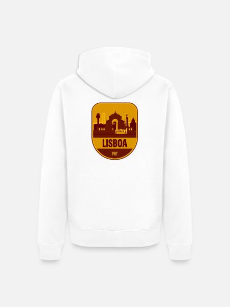 Lisboa Skyline Tram - Unisex Premium Organic Zip Hoodie - white