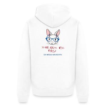 My name is Rabbit I don't know anything - Unisex Premium Organic Zip Hoodie - white - Back - Thijin (182cm)