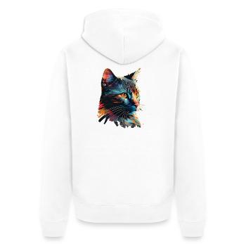 Bunte Katze - Unisex Premium Bio Zip Hoodie - Weiß - Hinten - Thijin (182cm)