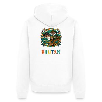 Bhutan Dragon South Asia Thimphu - Unisex Premium Organic Zip Hoodie - white - Back - Thijin (182cm)