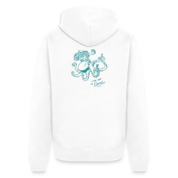 Poulpe dansant rétro vintage groovy ligne graphique - Veste à capuche bio Premium Unisexe - blanc - Dos - Thijin (182cm)