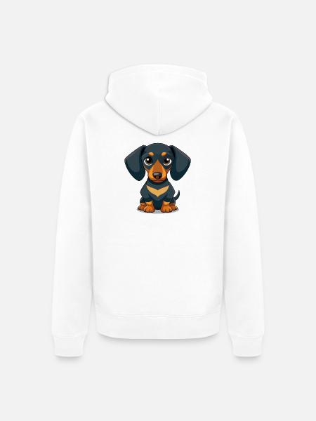 Cute Cartoon Dachshund Puppy shirt - Unisex Premium Organic Zip Hoodie - white