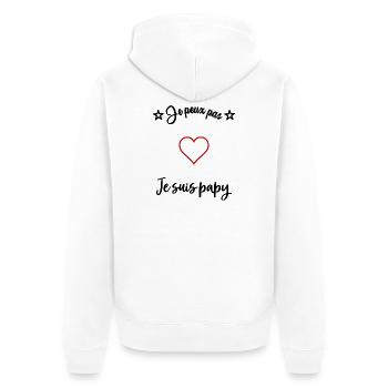 PAPY. FÊTE DES PÈRES. BONNE FÊTE PAPY. JE T'AIME. - Veste à capuche bio Premium Unisexe - blanc - Dos - Thijin (182cm)