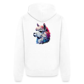 Alpaca - Unisex Premium Organic Zip Hoodie - white - Back - Thijin (182cm)