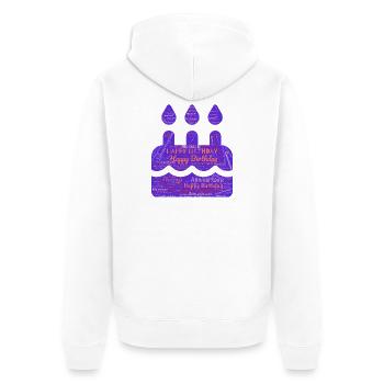 JAHRESTAG. ALLES GUTE ZUM GEBURTSTAG. ALLES GUTE ZUM GEBURTSTAG. - Unisex Premium Bio Zip Hoodie - Weiß - Hinten - Thijin (182cm)