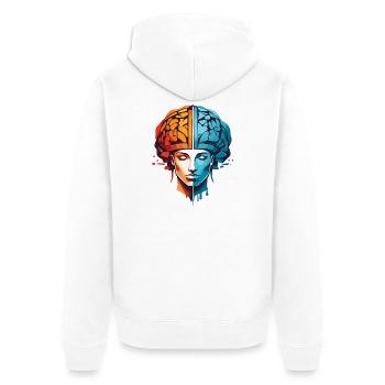Frauen Denken - Unisex Premium Bio Zip Hoodie - Weiß - Hinten - Thijin (182cm)