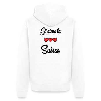 SUISSE. HUMOUR. PAYS. DRAPEAU - Veste à capuche bio Premium Unisexe - blanc - Dos - Thijin (182cm)