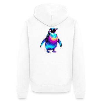 Pinguin - Unisex Premium Bio Zip Hoodie - Weiß - Hinten - Thijin (182cm)