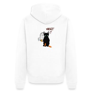 Little black cute kitten and bird - Unisex Premium Organic Zip Hoodie - white - Back - Thijin (182cm)