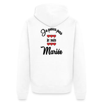 ICH KANN NICHT, ICH BIN VERHEIRATET - Unisex Premium Bio Zip Hoodie - Weiß - Hinten - Thijin (182cm)