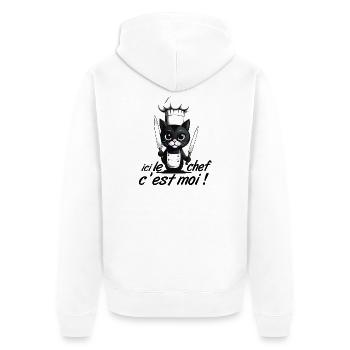 ici le chef c'est moi ! humour chat chef cuisine - Veste à capuche bio Premium Unisexe - blanc - Dos - Thijin (182cm)