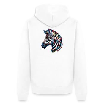Zebra - Unisex Premium Organic Zip Hoodie - white - Back - Thijin (182cm)
