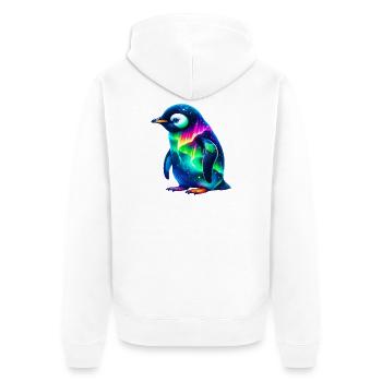 Aurora Borealis Pinguin - Unisex Premium Bio Zip Hoodie - Weiß - Hinten - Thijin (182cm)
