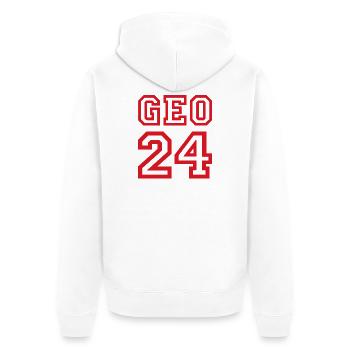 GEORGIEN Georgia - Unisex Premium Bio Zip Hoodie - Weiß - Hinten - Thijin (182cm)