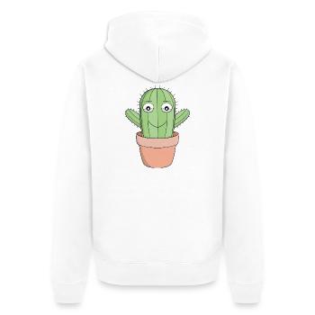 A cute smiling cactus - Unisex Premium Organic Zip Hoodie - white - Back - Thijin (182cm)