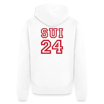 Switzerland Suisse Schweiz - Unisex Premium Bio Zip Hoodie - Weiß - Hinten - Thijin (182cm)