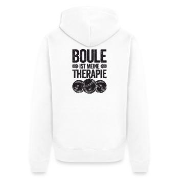 Boule ist meine Therapie! Bouler Boulespieler - Unisex Premium Bio Zip Hoodie - Weiß - Hinten - Thijin (182cm)