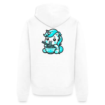 Japonais Kawaii Licorne Ramen Cuisine Asiatique - Veste à capuche bio Premium Unisexe - blanc - Dos - Thijin (182cm)