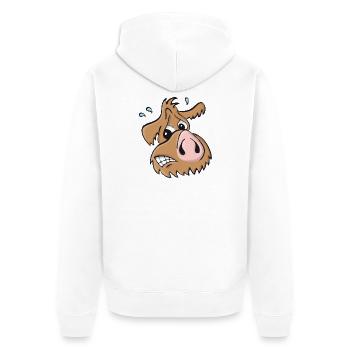 Pig dog - oops - Unisex Premium Organic Zip Hoodie - white - Back - Thijin (182cm)